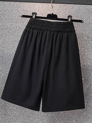 High Waist Straight Leg Elastic Women's Seven-Foot Pants Casual Outdoor Wear Summer Slimming Spor Wide Leg orts