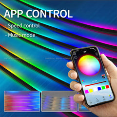 أضواء محيطية للسيارة 110 سم مع خاصية التحكم بالتطبيق، إضاءة محيطية LED RGB داخلية، إضاءة جو سيمفونية، شرائط أكريليك، ديكور لوحة القيادة، فتحة السقف