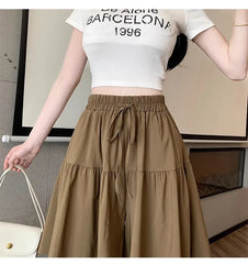 Ice Silk Thin Breathable Large Size Slimming Wide Leg Five-Quarter Pants Women Summer High Waist Qui Dry orts Casual Pant...