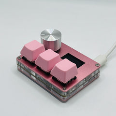 O3C SayoDevice OSU O3C مفاتيح هول ذات الزناد السريع ومفاتيح مغناطيسية وردية اللون ولوحة مفاتيح بمقبض وشاشة ونسخ ولصق وقص