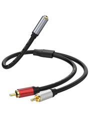3.5mm Female to 2 RCA Male Stereo Audio Y Cable, Gold Plated Adapter Compatible for TV,Smartphones,Tablets,Speakers,Home Theater