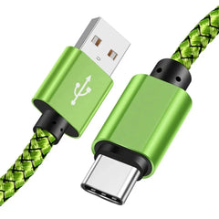كابل بيانات نايلون شاحن سريع USB A إلى كابل شحن من النوع C لهاتف Huawei Samsung Android TypeC جهاز شحن 1 متر 2 متر 3 متر