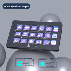AJAZZ AKP153E Stream Deck لوحة تحكم متعددة الوظائف مع 15 مفتاح ماكرو ولوحة مفاتيح صغيرة مخصصة لإجراءات التشغيل