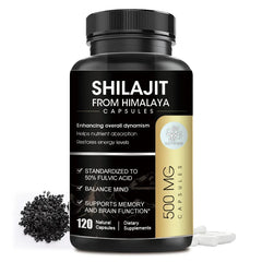 iMATCHME Organic Shilajit Capsules with Ginseng & 50% Fulvic Acid & Trace Minerals Supplement Support Brain and Focus, Energy
