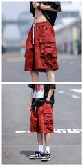2024 Black Cool Cargo Shorts for Men and Women Couples Thin Loose Dopamine Sports Casual Korean Hip Hop Outwear Shorts Men