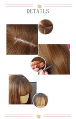 Korea Hair Extensions Synthetic Cute JK Girl Cosplay Air Bangs Wig Breathable Head Cover 50cm Long Straight Wig Hat for Women