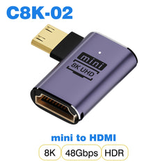 محول كابل HDMI 2.1 من UGOURD، محول من mini micro hdmi إلى HDMI 2.1 بسرعة 48 جيجابت في الثانية، 8K60HZ، 4K120HZ، لأجهزة العرض عالية الدقة، PS4، PS5، الكمبيوتر المحمول، الكمبيوتر الشخصي
