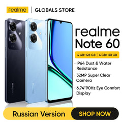 【الإصدار الأول】 هاتف realme Note 60 الذكي، كاميرا 32 ميجابكسل، شاشة 6.74 بوصة، معدل تحديث 90 هرتز، بطارية 5000 مللي أمبير، IP64، شريحة قوية ثماني النواة