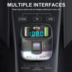 Bluetooth 5.3 Fm Transmitter Wireless Dual USB PD Adapter MP3 Player 3.1A Fast Charger Car Accessories