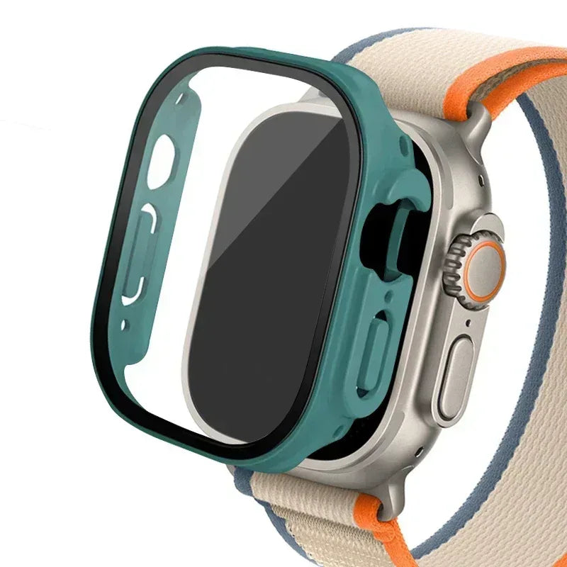 Teal smartwatch case with screen protector and black border for 49mm Ultra 2.