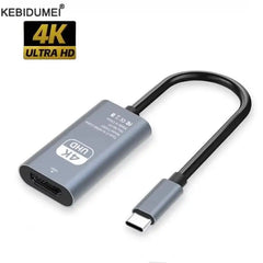 محول من النوع C إلى HDMI بدقة 4K وتردد 60 هرتز، كابل USB C USB3.1 ذكر إلى كابل HDTV أنثى لأجهزة الكمبيوتر المحمول والكمبيوتر اللوحي والتلفزيون وماك بوك