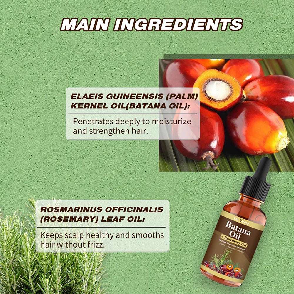 Batana Oil Rosemary Oil For Hair Growth Strengthen Roots Nourish Scalp Smooth Frizzy Repair Split Ends Hair Care Essential Oil