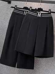 High Waist Straight Leg Elastic Women's Seven-Foot Pants Casual Outdoor Wear Summer Slimming Spor Wide Leg orts