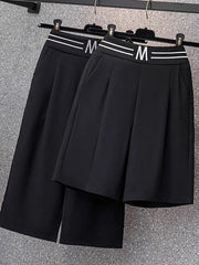 High Waist Straight Leg Elastic Women's Seven-Foot Pants Casual Outdoor Wear Summer Slimming Spor Wide Leg orts