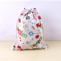 Pet Toys & Snacks Storage Cotton Linen Fabric Pouch Drawstring Bag Cute Kids Travel Cloth Shoes Storage Bag Makeup Case Gift Bag
