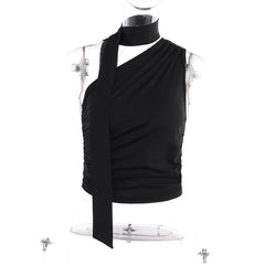 Backless Sexy Off Shoulder Halter Tank Tops Women Vintage Sleeveless Crop Top Y2K Clothes Club Female Casual Summer