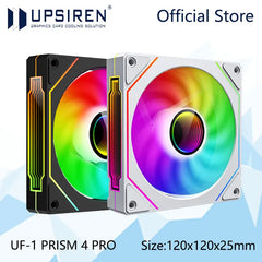 مروحة هيكل الكمبيوتر UPSIREN UF-1 PRISM 4 PRO 12 سم ARGB 4 Pin PWM مروحة تبريد هادئة 12 فولت حجم هواء كبير 45.2 CFM / 600-1500 دورة في الدقيقة