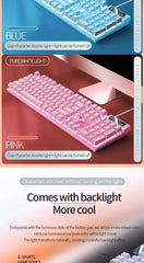 K500 Pink Keyboard Mixed Color White Pink Keycaps 104 Keys Wired Gaming Keyboard for Laptop PC