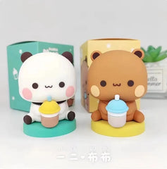 Cute Bubu Dudu Panda Bear Figure Kawaii Cartoon Panda Model Creative Exciting Spring Animal Car Ornaments