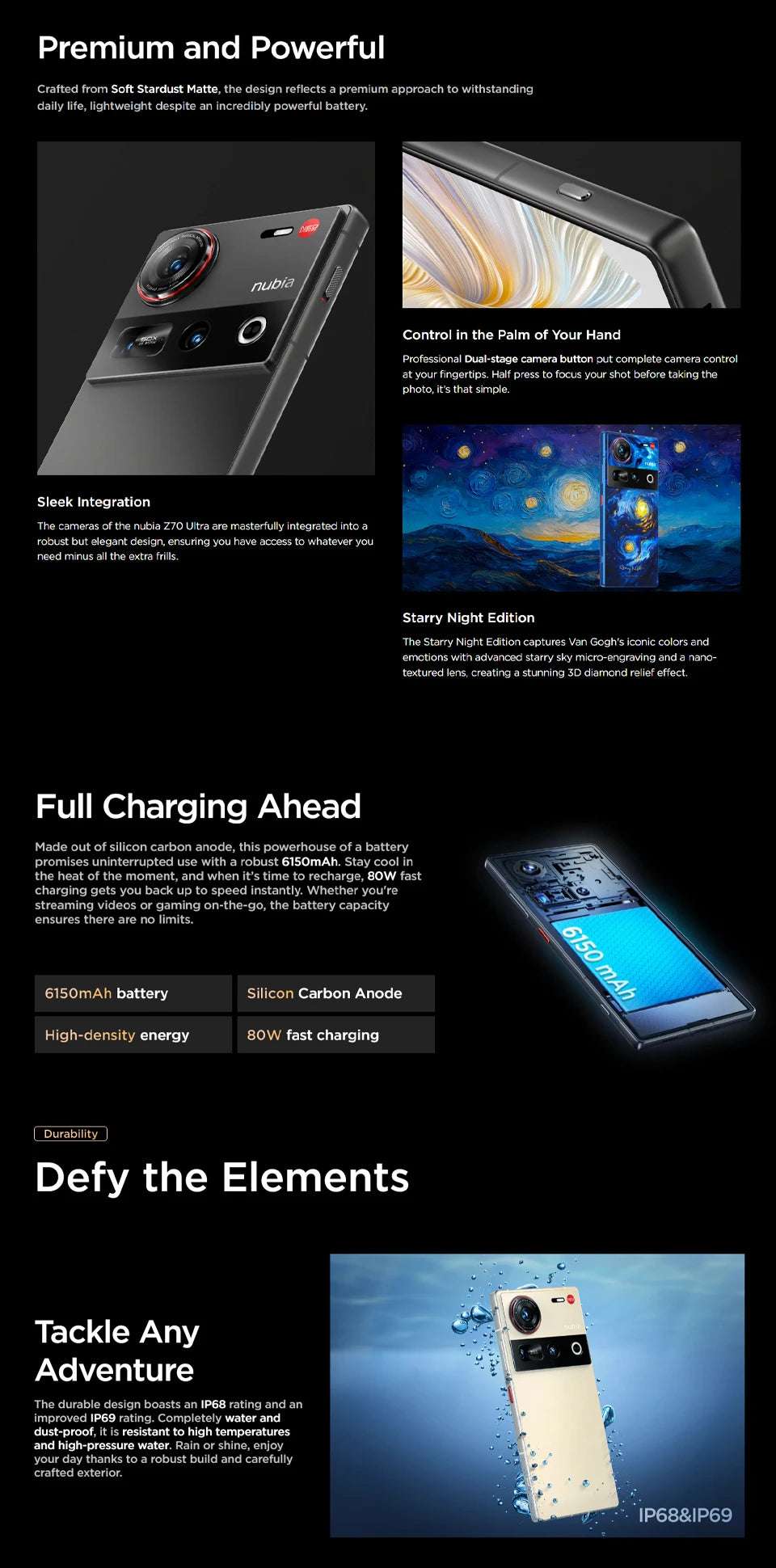 New Original Global Version Nubia Z70 Ultra NX733J Snapdragon8 Elite 1.5K HD Display 35mm Lens 50MP*2+64MP 6150mAh 80W IP69 NFC