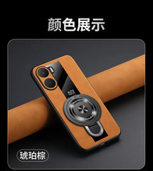 Case for Xiaomi Poco X7 pro magnetic ring holder luxury silicone sheepskin leather plexiglass Pu premium shockproof back cover