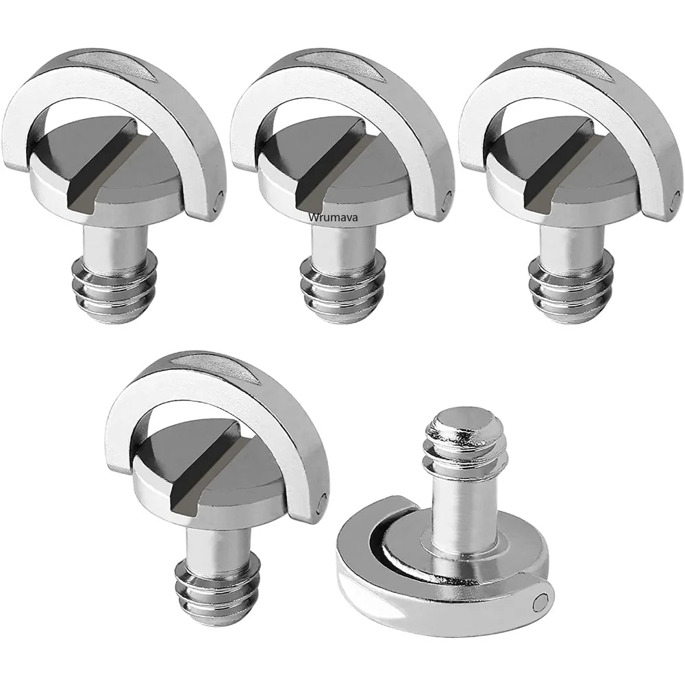 5PCS/ 1Set Portable Metal 1/4 Camera Screw for Quick Release Plate 1/4inch Folding C-ring Adapter Tripod Monopod Camera Plate
