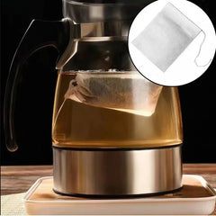 100 Pcs Disposable Tea Bags Filter Bags for Tea Infuser with String Heal Seal Food Grade Non-woven Fabric Spice Filters Teabags