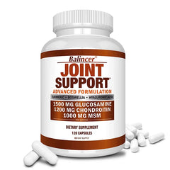 60/120 Glucosamine & Chondroitin & MSM 3-in-1 Capsules - Joint Health Support Supplement - Non-GMO, Vegetarian Capsules