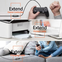 كابل نقل بيانات USB 3.0 ذكر إلى أنثى عالي السرعة من LAIHONEN مضفر من النايلون، مناسب لأجهزة الكمبيوتر والكاميرا والطابعات وكابل تمديد لأجهزة إكس بوكس