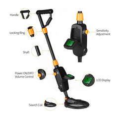 7.4 Inch Waterproof Kid Metal Detectors Gold Detector Lightweight Search Coil (24"-35") Adjustable Metal Detector for Junior