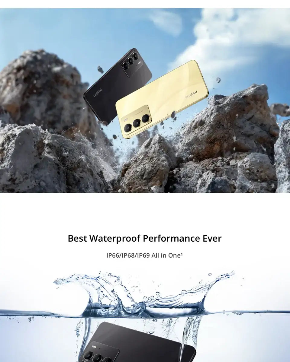 realme C75 4G Smartphone IP69 IP68 Dust & Water Resistance Military Grade 5828mAh 45W Reverse Charge Rugged