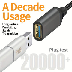 كابل نقل بيانات USB 3.0 ذكر إلى أنثى عالي السرعة من LAIHONEN مضفر من النايلون، مناسب لأجهزة الكمبيوتر والكاميرا والطابعات وكابل تمديد لأجهزة إكس بوكس