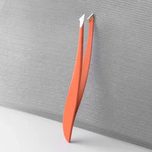 Orange stainless steel tweezer hair removal tool with pointed tips