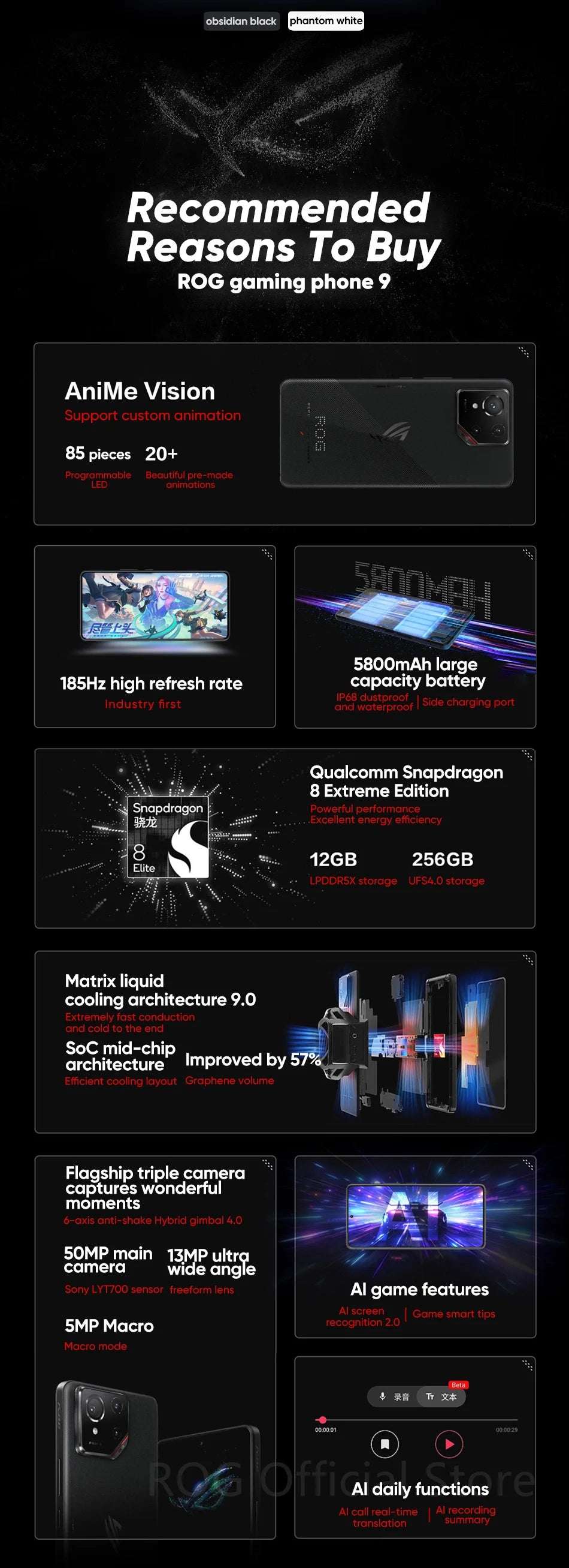 World Premiere ASUS ROG Phone 9 Pro Smartphone Snapdragon 8 Elite 6.78‘’ 185Hz AMOLED Display  5800mAh NFC Mobile Phone