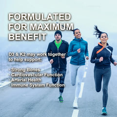 Vitamin D3+K2 5000 IU 300 MCG Vitamins Capsules | Non-GMO, Vegan, Nutural, Gluten-free | Health Supplement