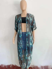 BIKINI Women Beach Dress Cover-Ups Long Stylish Tie Dye Open Front Beach Outfits Bathing Suit