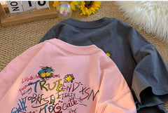 ex Pure Cotton ort Sve T-irt fiti Letter Print Casual Faionable UV Protection Coating Tag Removed Clothing