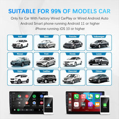 محول 2 في 1 سلكي إلى لاسلكي CarPlay Android Auto لجهاز ستيريو السيارة OEM مع قابس USB والتشغيل
