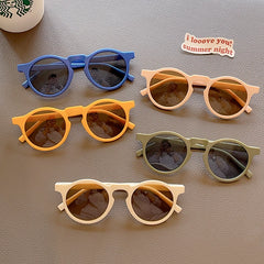 2023 New Children Round Solid Frosted Sunglasses Kids Outdoor Sun Protection Acrylic UV400 Glasses Boys Girls Polarized Glasses