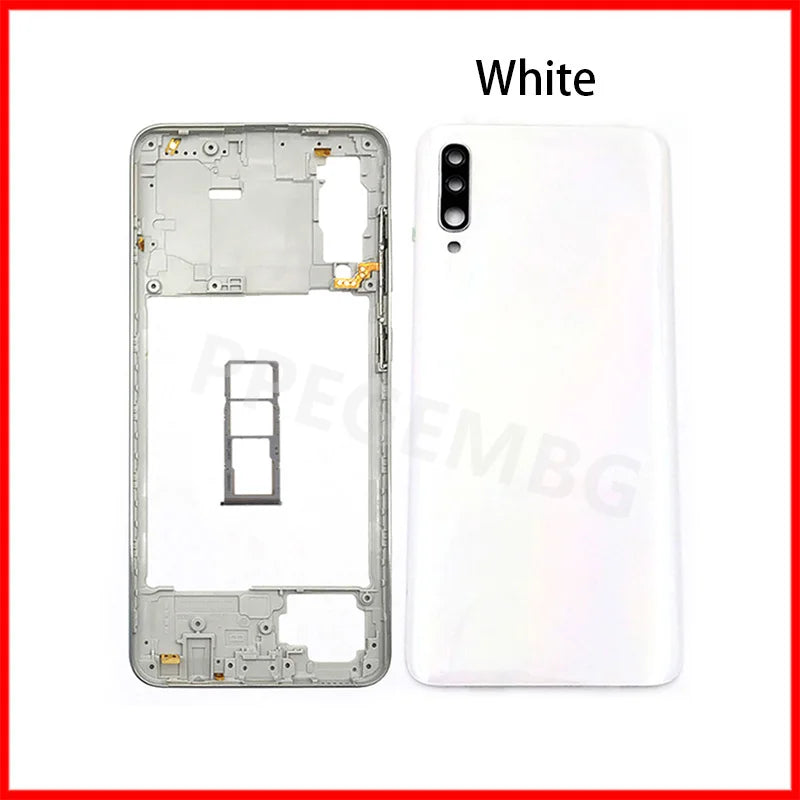 For Samsung Galaxy A70 A705 Phone Housing Middle Frame Battery Cover Back Case Lid Rear Door Camera Lens Sim Slot Tray Parts