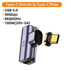 محول شحن USB 4.0 مغناطيسي سريع 100 وات من النوع C OTG 40 جيجابايت في الثانية لنقل البيانات لأجهزة الكمبيوتر اللوحية والهواتف وأجهزة الكمبيوتر المحمولة Macbook Air Pro