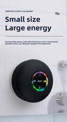 مكبر صوت جداري محمول مزود بخاصية البلوتوث IPX4 مقاوم للماء مع أضواء LED للحمام في الهواء الطلق وكأس شفط كبير يمكن امتصاصه