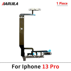 كابل مرن لتشغيل وإيقاف التشغيل لهاتف iPhone 13 14 15 Pro Max Plus Mini مع زر جانبي لرفع الصوت وأسفل وشريط مفاتيح مع كابل مرن معدني