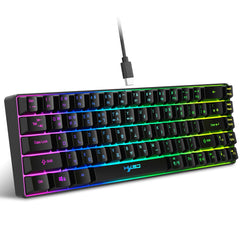 Portable HXSJ V200 68-key Korean gaming Keyboard, 65% RGB Backlit Wired office membrane Keyboard for Desktop PC and Laptops
