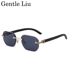 Vintage Square Rimless Sunglasses Men 2025 Luxury Brand Trendy Frameless Punk UV400 Eyewear Anti Blue Light Prescription Glasses