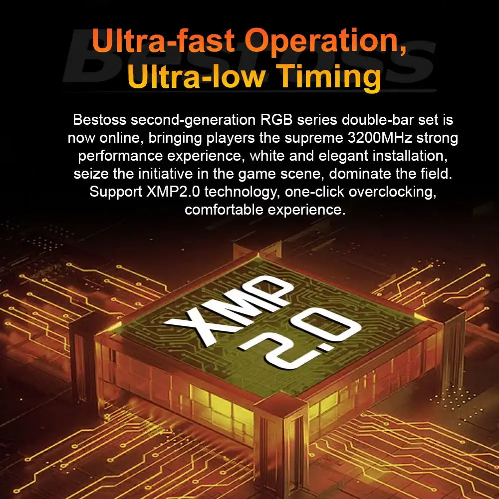 Bestoss Memoria RAM RGB DDR4 8GB 16GB 32GB (2x16GB) Kit 3200 3600MHz 288pin 1.2V DIMM RAM For Desktop