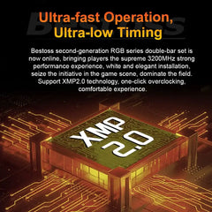 Bestoss Memoria RAM RGB DDR4 8GB 16GB 32GB (2x16GB) Kit 3200 3600MHz 288pin 1.2V DIMM RAM For Desktop