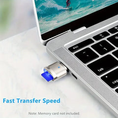 قارئ بطاقة SD من النوع C مع غلاف من سبائك الزنك، قارئ بطاقة SD مع محول USB C إلى USB، مناسب لأجهزة الكمبيوتر المحمولة، ماك بوك، سامسونج جالاكسي