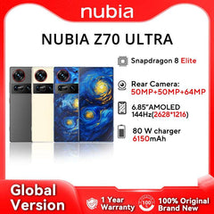 New Original Global Version Nubia Z70 Ultra NX733J Snapdragon8 Elite 1.5K HD Display 35mm Lens 50MP*2+64MP 6150mAh 80W IP69 NFC