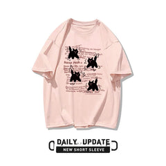 Cute Cartoon  ort Sve T-irt Women's Summer Casual Loose Fit plus Size American Sle Cotton Top Korean Version